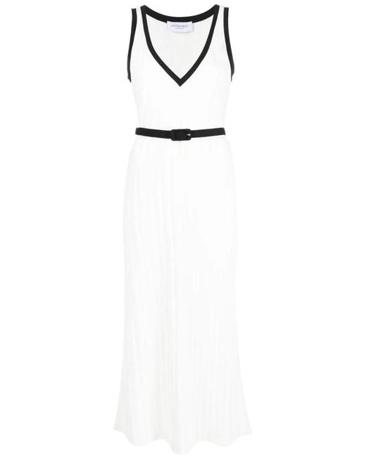 Viktor & Rolf White Contrasting-Trim Ribbed-Knit Dress