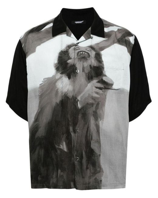 Undercover Black Short-sleeved Illustration-print Shirt for men