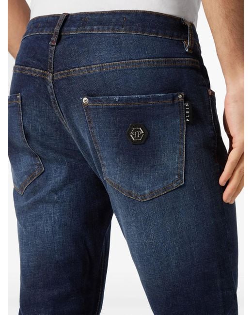 メンズ Philipp Plein ローライズ ストレートジーンズ Blue