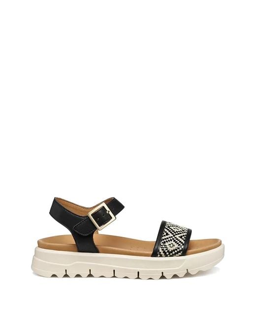 Geox Black Xand 2.1S Geometric-Pattern Buckled Sandals
