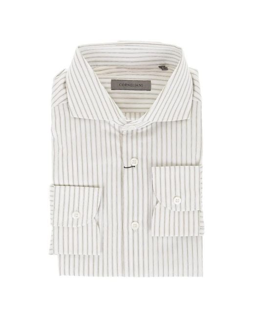 Corneliani White Striped Cotton Shirt for men