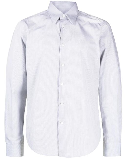 Lanvin Blue Grid-Pattern Cotton Shirt for men