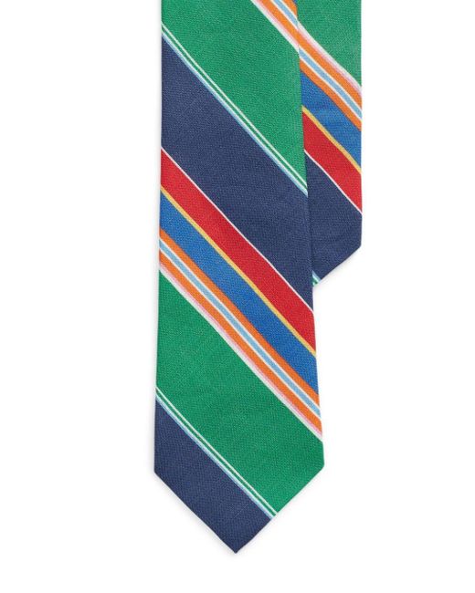 Polo Ralph Lauren Green Striped Linen Tie for men