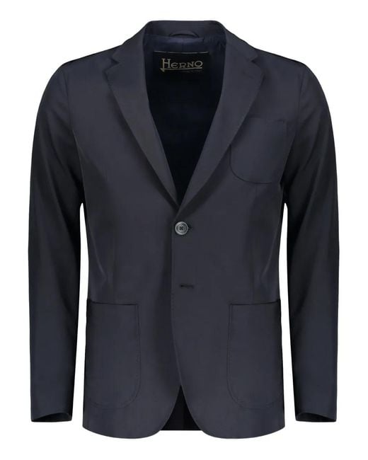Herno Blue Single-Breasted Blazer for men