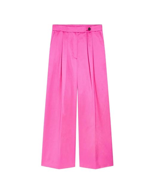 Dries Van Noten Pink Button Pleated Wide Palazzo Pants