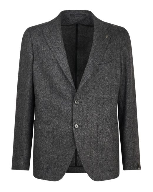 Tagliatore Black Herringbone Two-Button Blazer for men