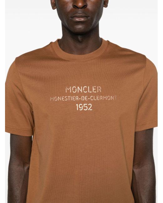 Moncler Brown Logo-print Cotton T-shirt for men