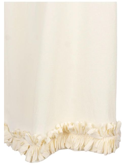 Miu Miu White Embroidered Marocain Crepe Dress