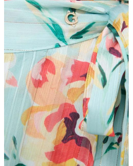 Guess Blue Floral Pleated Maxi Skirt