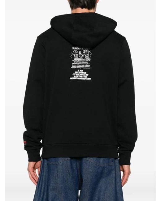 Iceberg Black Graphic-Print Cotton Hoodie for men