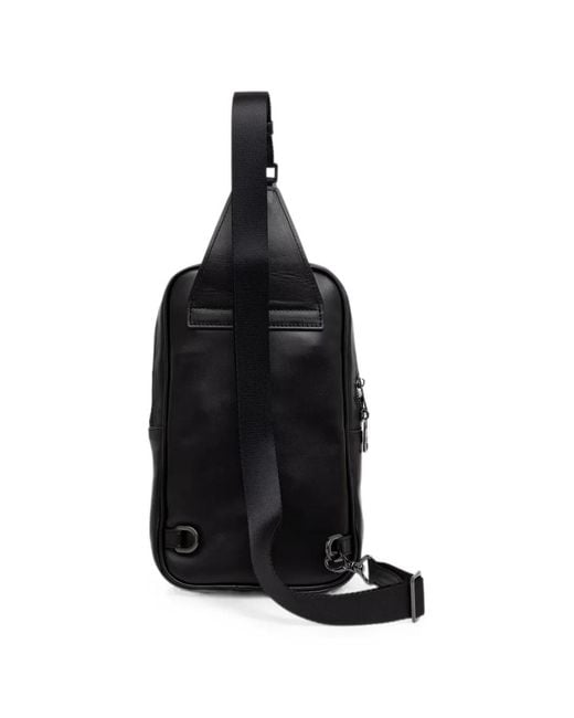 Karl Lagerfeld Black Monogram-Pattern Logo-Plaque Backpack for men