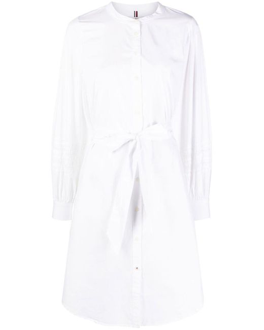Tommy Hilfiger Tied-waist Shirt Dress in White | Lyst Canada