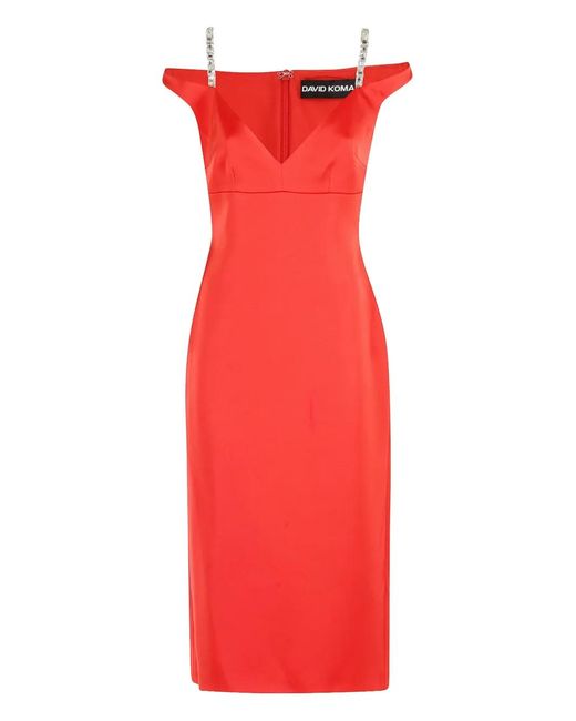 David Koma Red Strap Dress