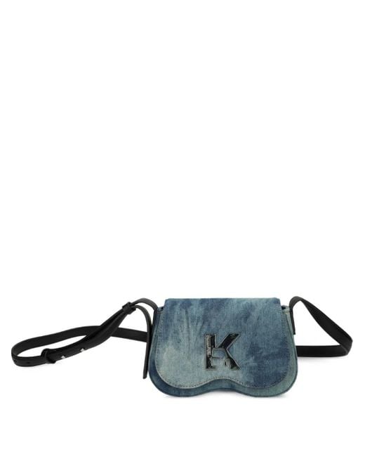 Karl Lagerfeld Blue Tie-Dye Denim Crossbody Bag