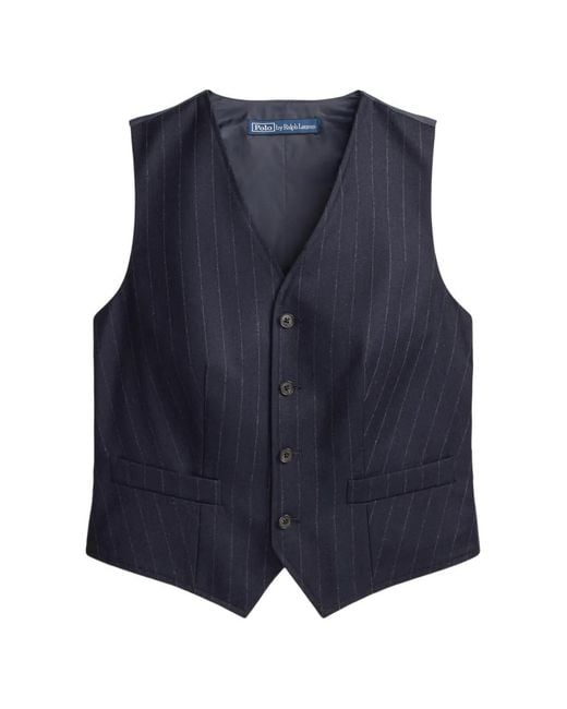 Polo Ralph Lauren Blue Pinstripe-Pattern Gilet