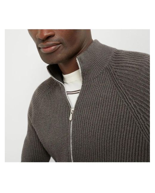 メンズ Brunello Cucinelli リブニット カーディガン Black