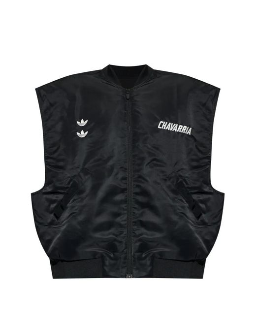 Adidas Black Chavarria Logo-Embroidered Reversible Jacket for men