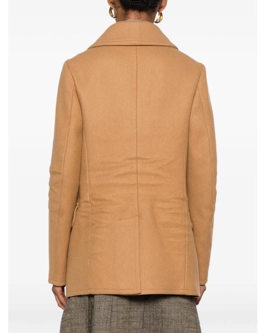 DSquared² Natural Double-Breasted Throat-Latch Coat