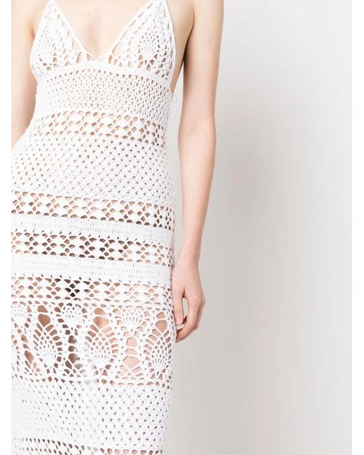 DSquared² White Crochet-Knit Maxi Dress
