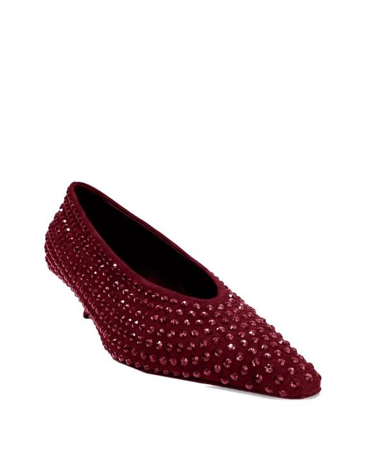 LA ROSE Red Crystal Heeled Pumps