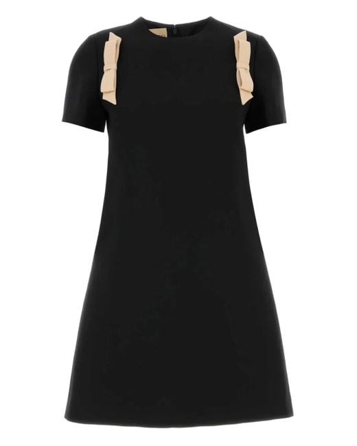 Valentino Garavani Crêpe Jurk Met Strik in het Black
