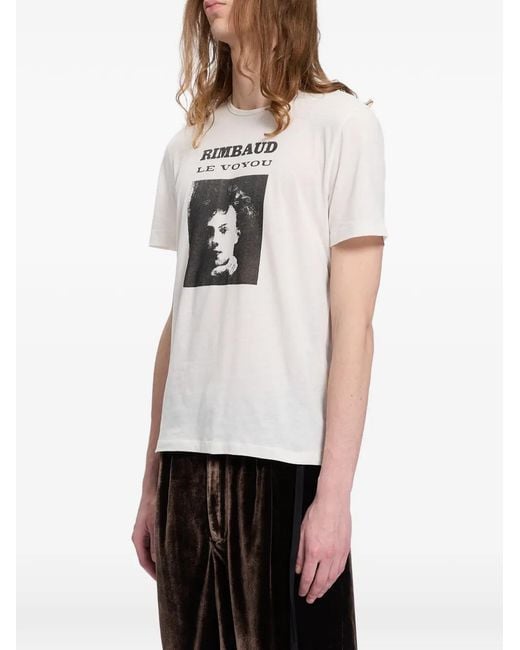Ann Demeulemeester White Graphic-Print T-Shirt for men