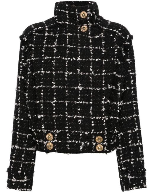 Veste en tweed à col montant Balmain en coloris Black