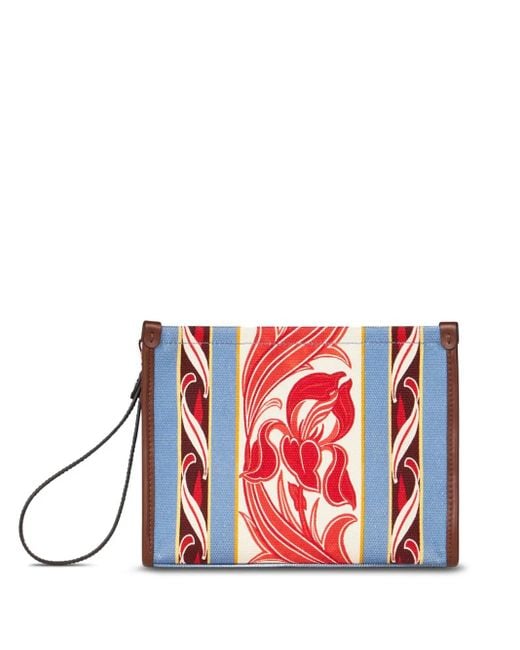Etro White Canvas-Clutch Mit Abstraktem Print