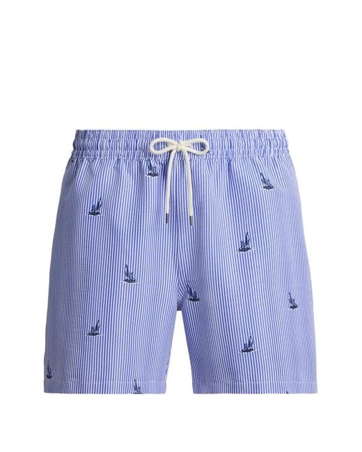 Polo Ralph Lauren Blue Striped Sailboat Swim Trunks for men
