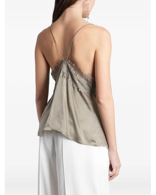 IRO Gray Newin Lace-Trim Silk Top