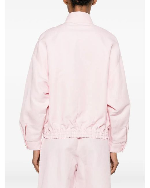 Maje Pink Funnel-Neck Zip-Up Jacket