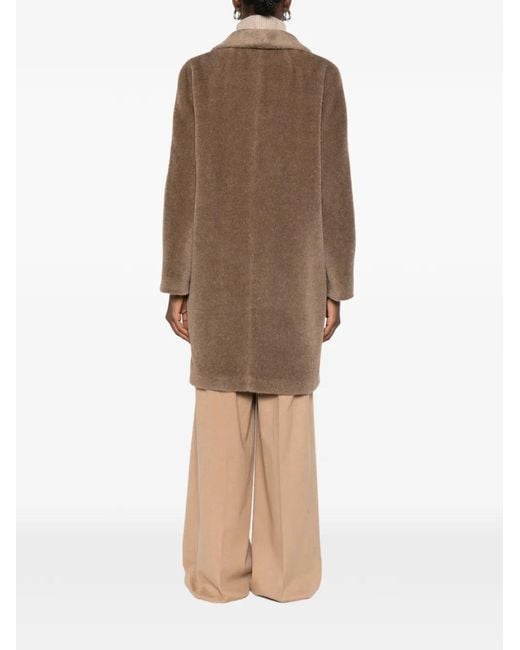 Max Mara Brown Double-Breasted Brushed Coat