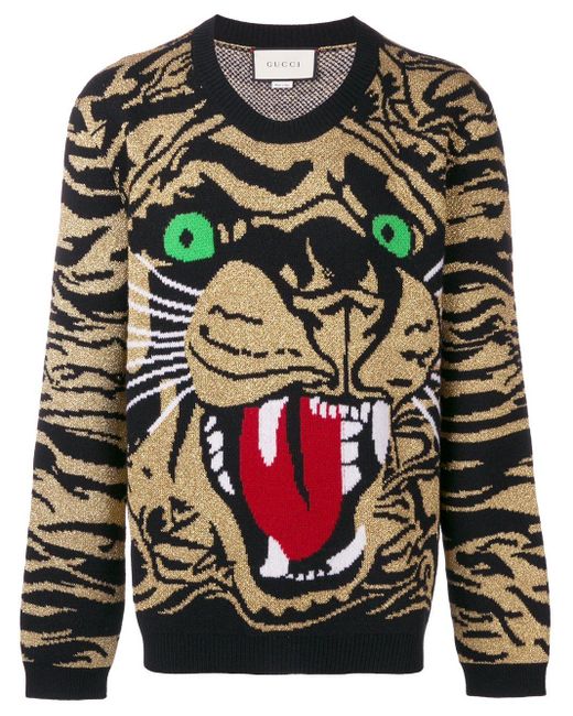 Gucci ウール タイガー セーター カラー メタリック メンズ Lyst Gucci ウール タイガー セーター カラー メタリック メンズ Lyst