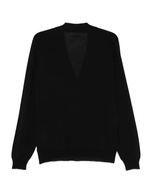 Lardini Black Button-Front Wool Cardigan for men