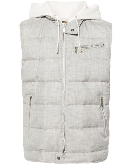 Eleventy Gray Feather-down Padded Gilet for men