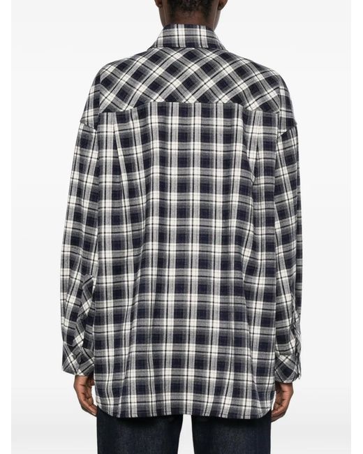 ELEH Gray Check-Pattern Button-Down Shirt