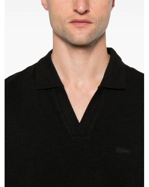 Calvin Klein Black Logo-Detail Polo Shirt for men