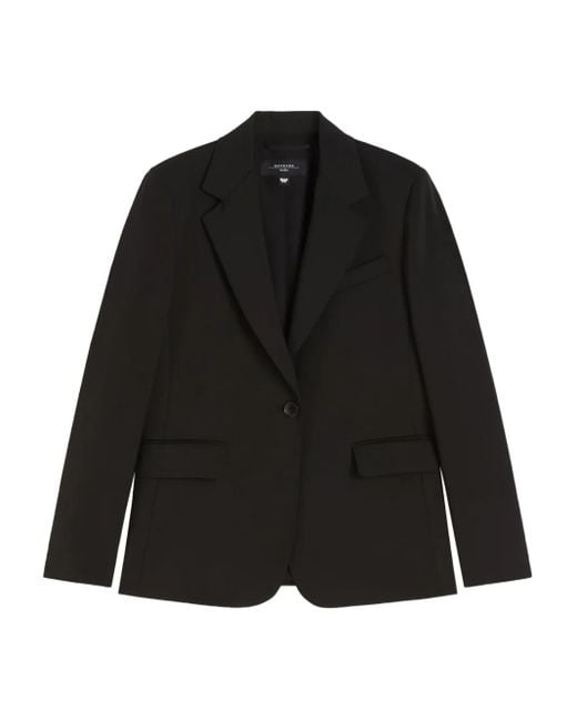 Weekend by Maxmara Black Single-Breasted Notched-Lapel Blazer