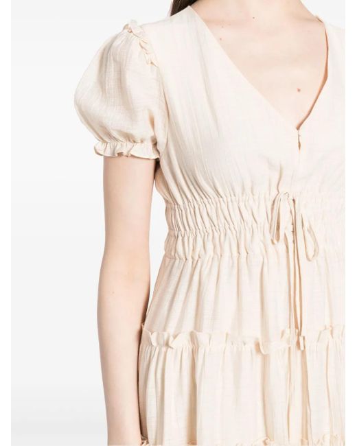 B+ AB Natural Pleated Tiered Midi Dress