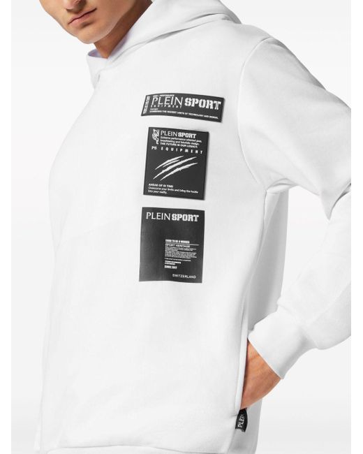 Philipp Plein Scratch Hoodie mit Logo-Patch in White für Herren