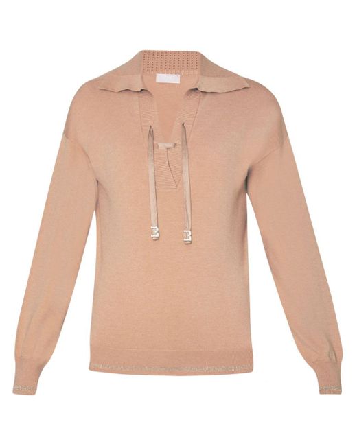 Liu Jo White Drawstring-neck Detailing Jumper