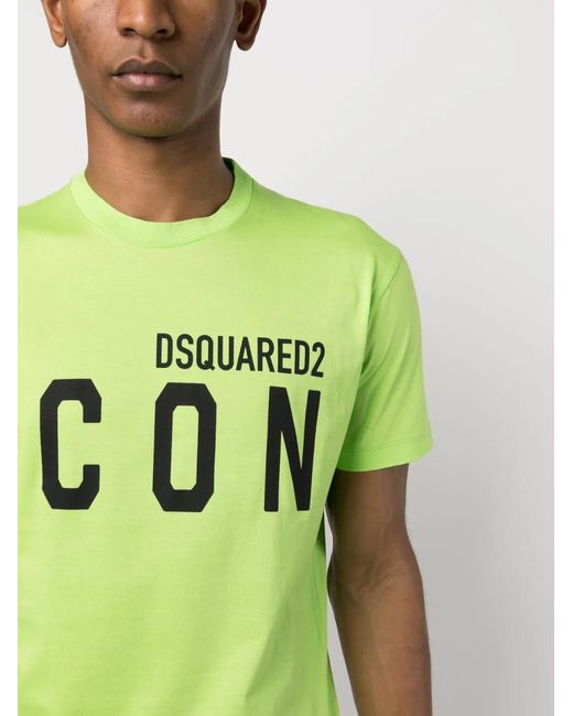 DSquared² Green Icon-Print Cotton T-Shirt for men