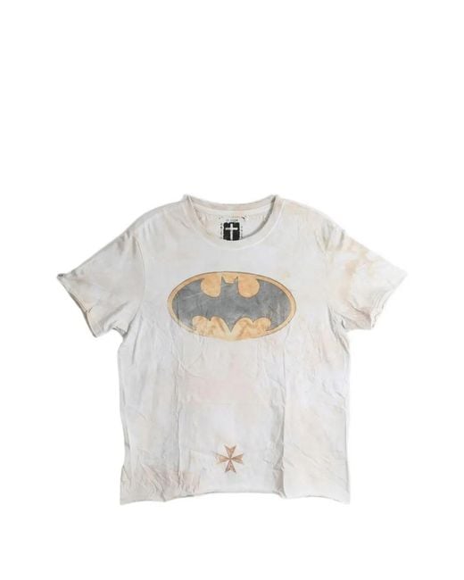SAITOS White Batman Graphic-Print Distressed T-Shirt for men