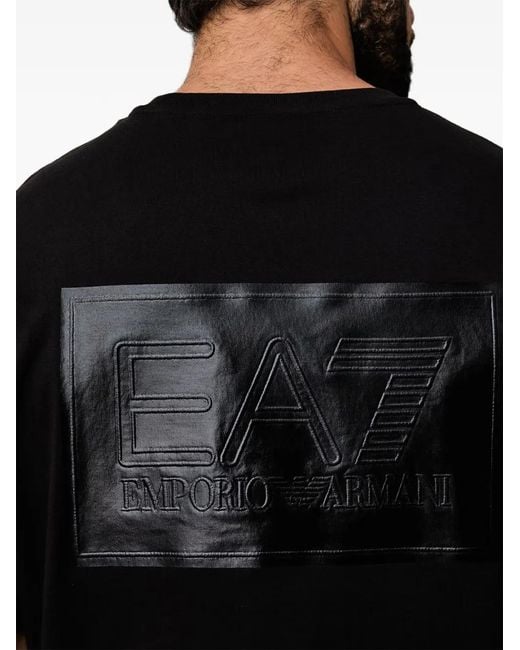 EA7 Black Logo-Patch T-Shirt for men