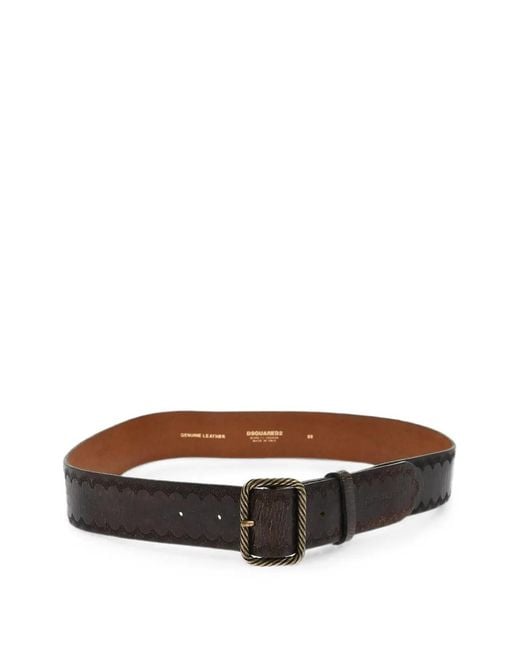 DSquared² Brown Embossed Decorative-Motif Belt