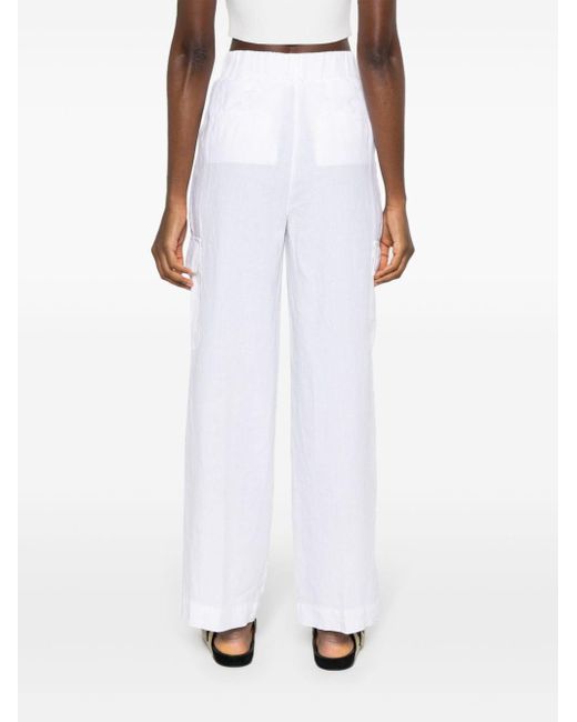 Peserico White Linen Chambray Straight Trousers
