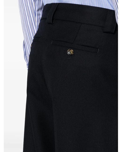PT Torino Black Virgin Wool Straight-Leg Trousers for men