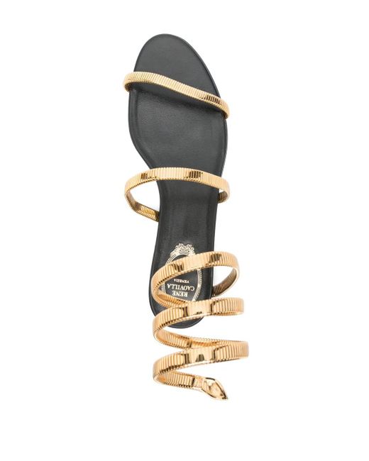 Rene Caovilla White Snake Chain Sandals
