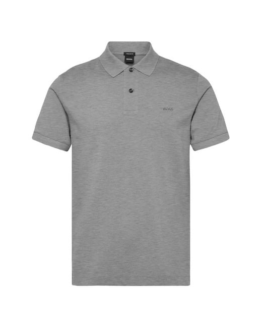Boss Gray Pallas Cotton-Piqué Polo Shirt for men