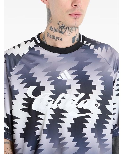Adidas Blue Zig-Zag Printed T-Shirt for men